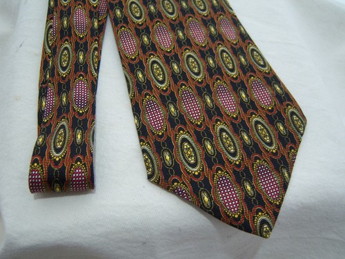 CRAVATTA VERSACE SETA UOMO ABITO CRAVATTA Cabachon marrone nero oro rosso stampa classica