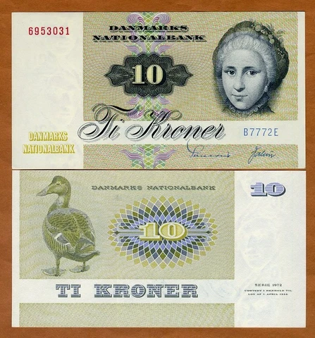 Denmark, 10 Kroner, serie 1972, 1977, P-48g, UNC Duck Cover