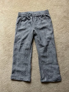 Pantalones LL Bean Chambray Lino Gris Blanco Rayas Pierna Ancha Tire On Tie Talla 14 - Imagen 1 de 8