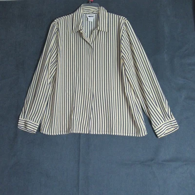 Blusa retro vintage Leslie Fay Top para mujer talla 11 multicolor a rayas con botones años 80 Foto 1 de 4