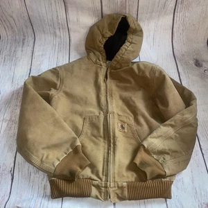 Carhartt Jacket Boys Large Youth YYJ130 BRN Brown Hooded Outdoor - Picture 1 of 10