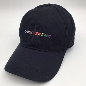 Calvin Klein Jeans Hat Black With Tie-dye Rainbow Embroidered Logo Strap Back - Picture 1 of 8