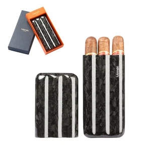 Lubinski Lujo Humidor de Puros Estuches con 3 Tubos Soportes Fibra de Carbono Caja de Regalo - Imagen 1 de 7
