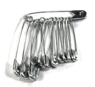 12 St Set Sicherheitsnadeln Metall Silber verschiedene Größen Mix nähen basteln - Bild 1 von 2
