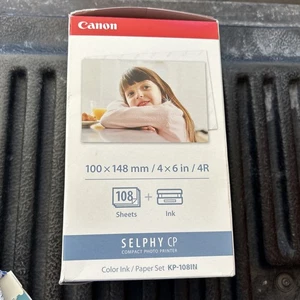 Canon Selphy KP-108IN Color Ink Paper Set 108 4x6 Sheets with 3 Toners 3115B001 - Afbeelding 1 van 4