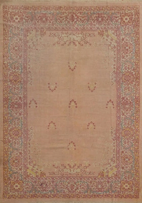 Alfombra antigua tinte vegetal melocotón/rosa Oushak turca hecha a mano tamaño habitación 8x12 Foto 1 de 4