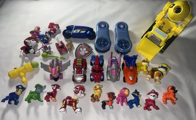 Paw Patrol Figures Toy Lot - Chase, Skye, Marshall, Rubble w/ Vehicle & More! - Image 1 of 4