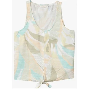 PRANA Mckenzie Tank Top MEDIUM Pastel Spring Paloma Tie Front Leaf Pattern NWT - Picture 1 of 3