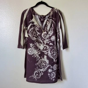 Mushka By Sienna Rose Womens Shift Dress Blue Floral Mini 3/4 Sleeve Artsy XL - Picture 1 of 13