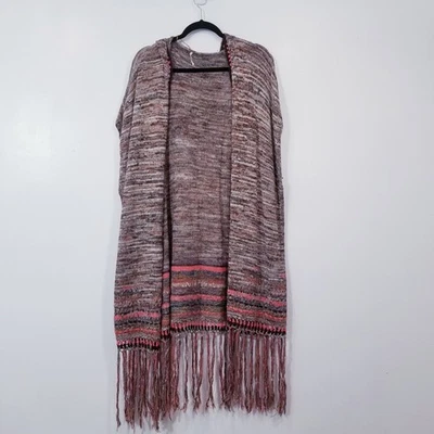 Cárdigan midi tejido Free People Love para mujer talla XS frente abierto flecos bohemios Foto 1 de 4