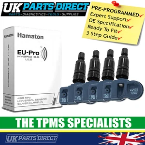 TPMS Tyre Pressure Sensors for Lotus Evora (10-14) - SET OF 4 - BLACK STEM - Picture 1 of 9