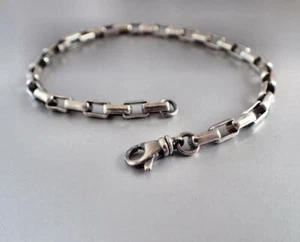 Fantástico 935 Argentium Plata Excelente Caja Redondeada Cadena Hombre Increíble Pulsera - Imagen 1 de 6