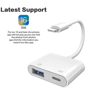 For iPhone USB Adapter USB 3.0 OTG Cable to Camera, USB Flash Drive, Keyboard - Picture 1 of 20