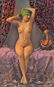 Vintage sitzend drapiert Akt handgetönt echte Erotik 3 x 5" Zoll Foto - Bild 1 von 2