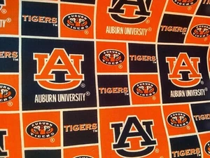 NCAA Cotton Football Fabric Auburn Tigers Checked 1 Yard 42 inches wide - Picture 1 of 1