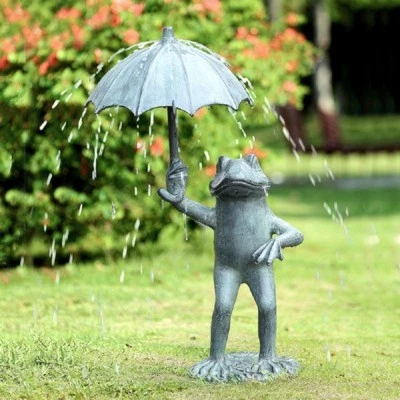 Frog With Umbrella Garden Spitter Sculpture Statue Fountain ~ SPI Home 34795 - Image 1 of 3