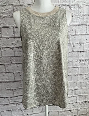 Camiseta sin mangas con estampado de céfiro gris crema Athleta S Foto 1 de 4