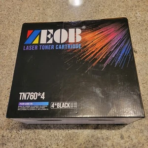 Toner Cartridge TN760 4 Black Cartridges  New Good 1 Year After Experation Date - Picture 1 of 3