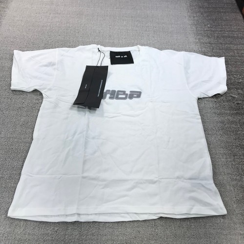 HBA (HOOD BY AIR) Maglietta Cappuccio By Air Da Uomo Large HBA SPELL OUT Grigia Bianca Stampa Bolle