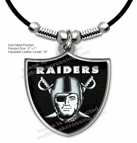 RAIDER NATION NECKLACE NFL FOOTBALL SPORTS ADJUSTABLE 24" LEATHER FREE SHIP  #B' Cover