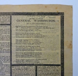 1904 On the Death of GENERAL WASHINGTON Poem in Ulster County Gazette, Facsimile - Picture 1 of 15