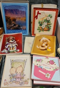 Vintage Used Boxed Cards x 6, various occasions, ideal set props - Picture 1 of 7