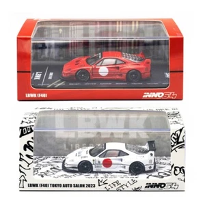 INNO64 1:64 LBWK LIBERTY WALK FERRARI F40 RED & WHITE TOKYO AUTO SALON 2023 SET - Picture 1 of 9