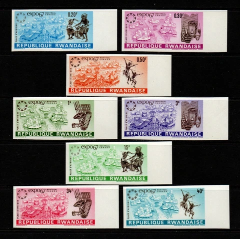 Rwanda Expo 67 Montreal 8v Imperforate Mint NH Cover