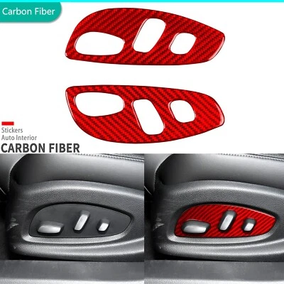 Cubierta de panel de ajuste de asiento interior de fibra de carbono roja para Cadillac XTS 2013-2019 Foto 1 de 4