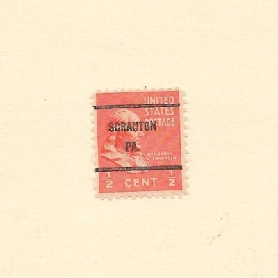 US #803-61 1/2c B. Franklin, Bureau precancel, Used, Scranton, Pa., Stamp. - Image 1 of 2
