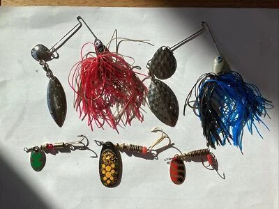Lot Of 5 Spinnerbaits Fishing Lures 1 Mepps 1 Rublex Veltic See Description - Bild 1 von 4