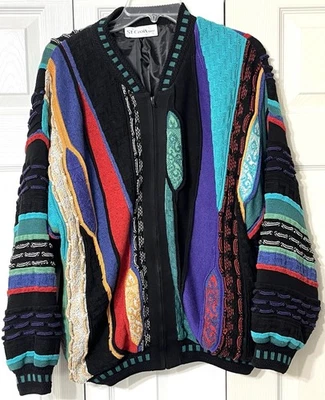 Vintage St Croix Knits Sweater Men's Small Multicolor Coogi Style Zip - Image 1 of 4