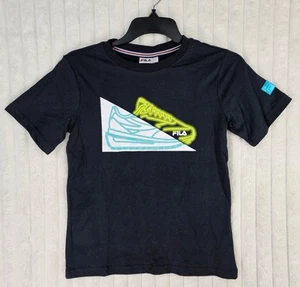 FILA Black Multicolor Graphic Print Youth T-Shirt Size Small NWT - Picture 1 of 5