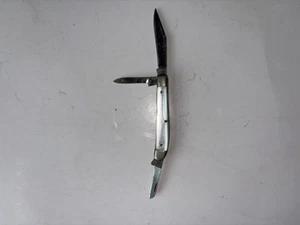 Vintage Multi-blade Pocket Knife With Ivory White Glass Handle  - Picture 1 of 10