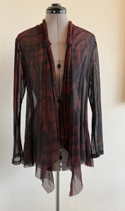 Art of Cloth Lagenlook Sheer Mesh Open Cardigan Size Large - Bild 1 von 3