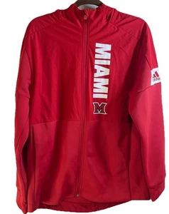 Miami RedHawks Jacket Mens Medium Red Full Zip Long Sleeve Hoodie Adidas - Picture 1 of 5