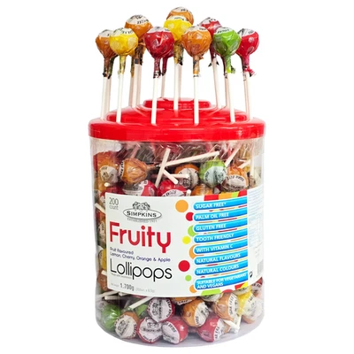 Sugar Free Fruity Lollipops with Vitamin C Simpkins Lollies Sweets Sharing Fun - Image 1 of 4