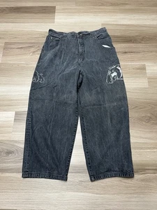 48 Jeans Bulldog Vintage Skate Patch Jnco Inspired Jeans Men Sz 38x32L Wide Y2K - Picture 1 of 16