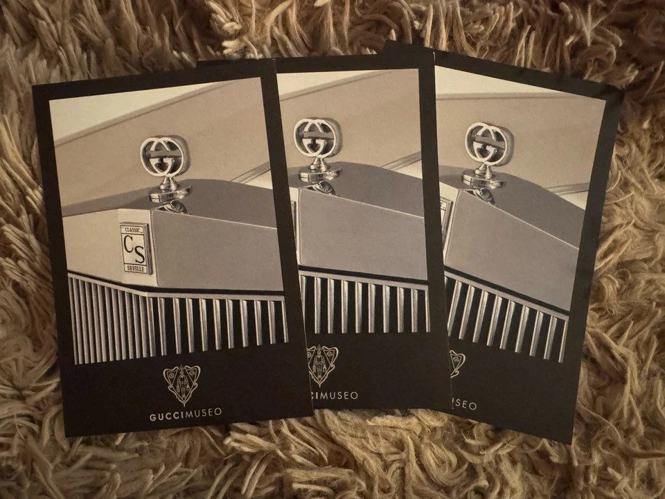 GUCCI - Juego de 3 tarjetas de notas vintage Gucci Front Car Grill del Museo Gucci Foto 1 de 4
