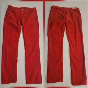 Jeans Adriano Goldschmid taglia 26 The Stevie slim dritto rosso velluto a coste AG - Foto 1 di 11