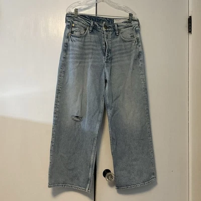 Rag & Bone Women's Andi High-Rise Ankle Wide-Leg Jeans Blue Cotton, Size 32 - Image 1 of 4