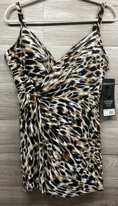 NEW Miraclesuit Leopard Adora Tummy Control One Piece Swimsuit Slimming Size 14 - Picture 1 of 12