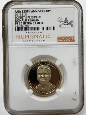 2016-S $1 Ronald Reagan Commemorative Dollar Coin NGC PF-70 ULTRA CAMEO - Image 1 of 2