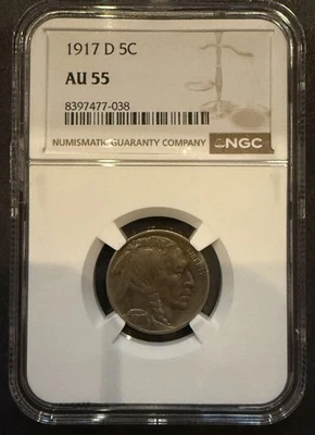 1917-D Buffalo Nickel, AU55 NGC (11801) - Image 1 of 4