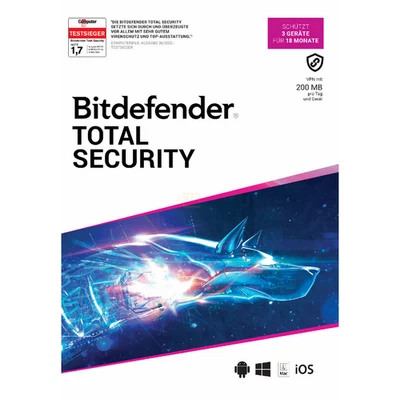 Bitdefender Total Security 2025 Download | 3 Geräte - 18 Monate | Key per eMail - Bild 1 von 4