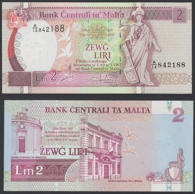 Malta 2 liri 1994 Malta Standing & Gozo Bank Buildings P45b Series A/14 UNC #1 - Image 1 of 4
