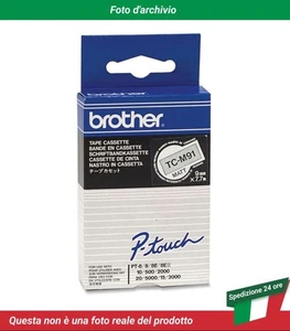 TC-M91 Brother TC Tape Cassetta Nero su Chiaro-Opaco - Zdjęcie 1 z 2