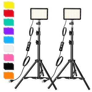 Photography Video Lighting Kit LED Studio Streaming Lights W/70 Beads & Color...