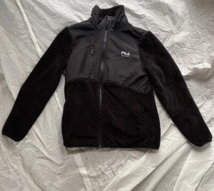 Womens Fila Sport Black Faux Fur Zip Up Jacket XS 0 00 - Picture 1 of 7
