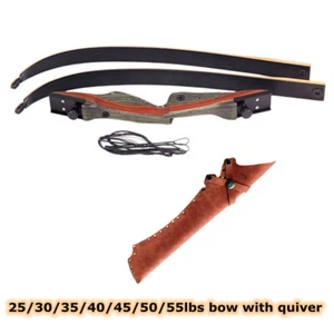 62in Takedown Recurve Bow 25-50lbs Hunting Wooden Archery Target Arrow Quiver - Picture 1 of 14